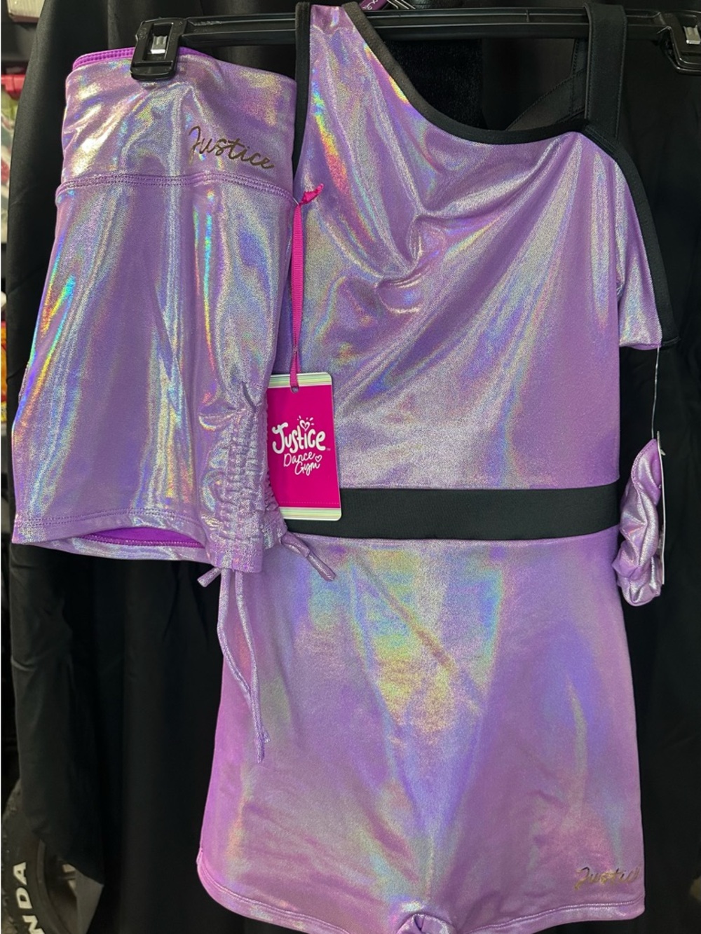 Justice Iridescent Lavender Dance Top and Skirt Set